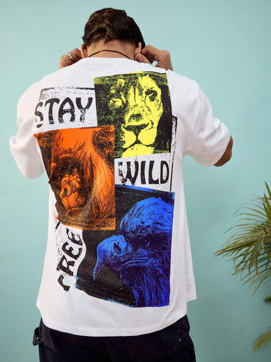 Unisex White STAY WILD Oversize T-Shirt 2160