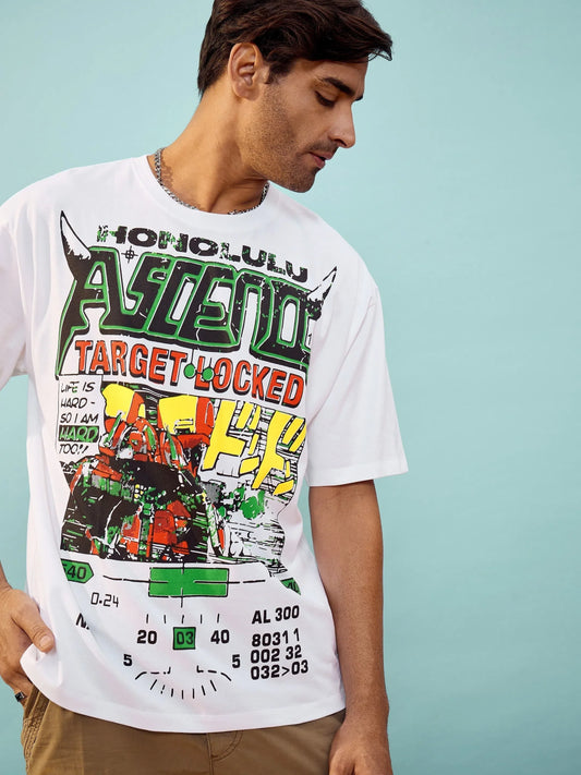 Unisex White TARGET LOCKED Oversize T-Shirt 2160