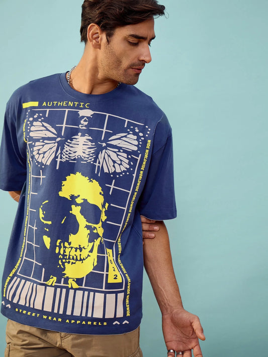 Unisex Navy SKULL Oversize T-Shirt 2160