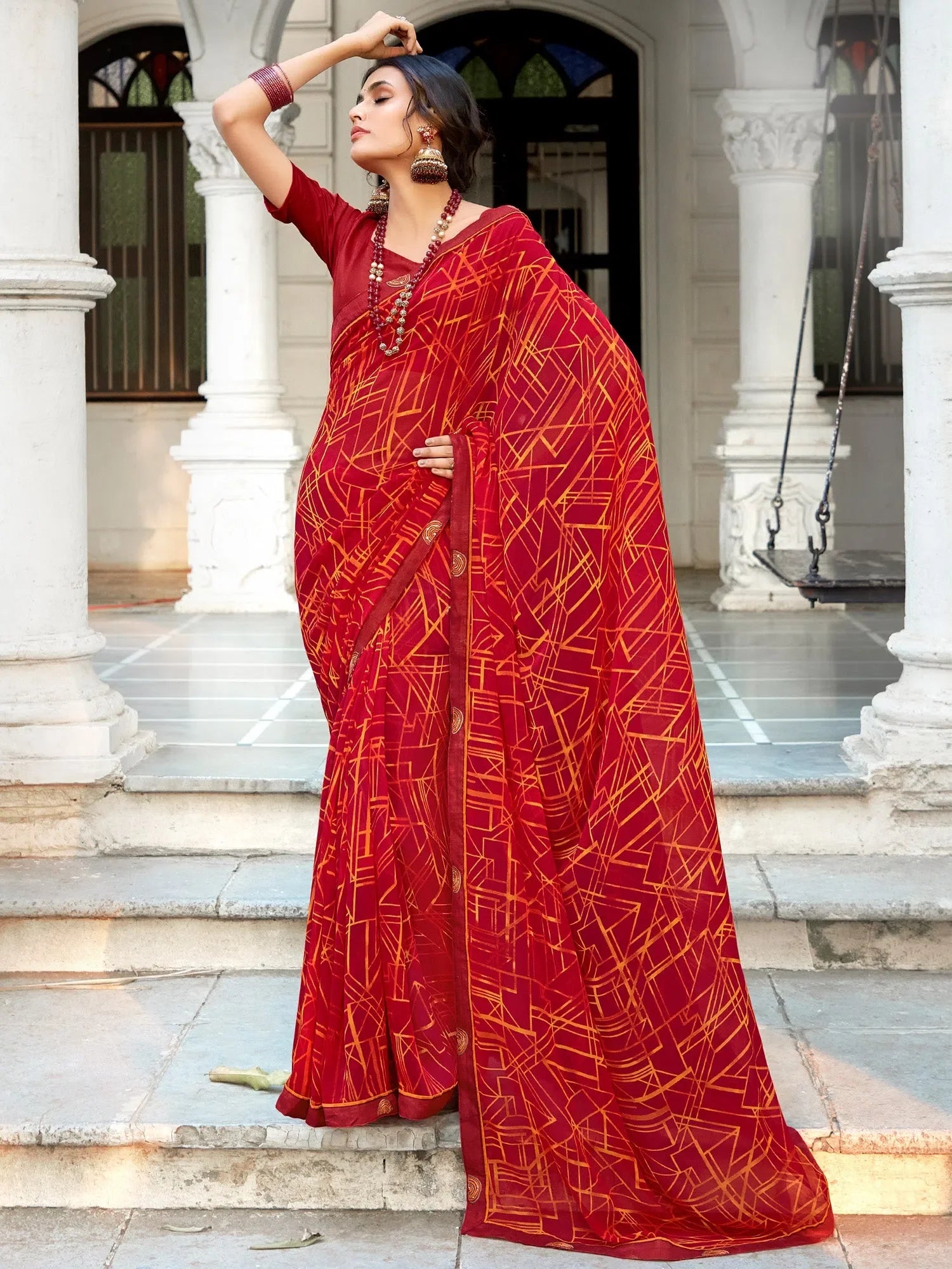 Red Embellished Designer Saree | Indian Sarees