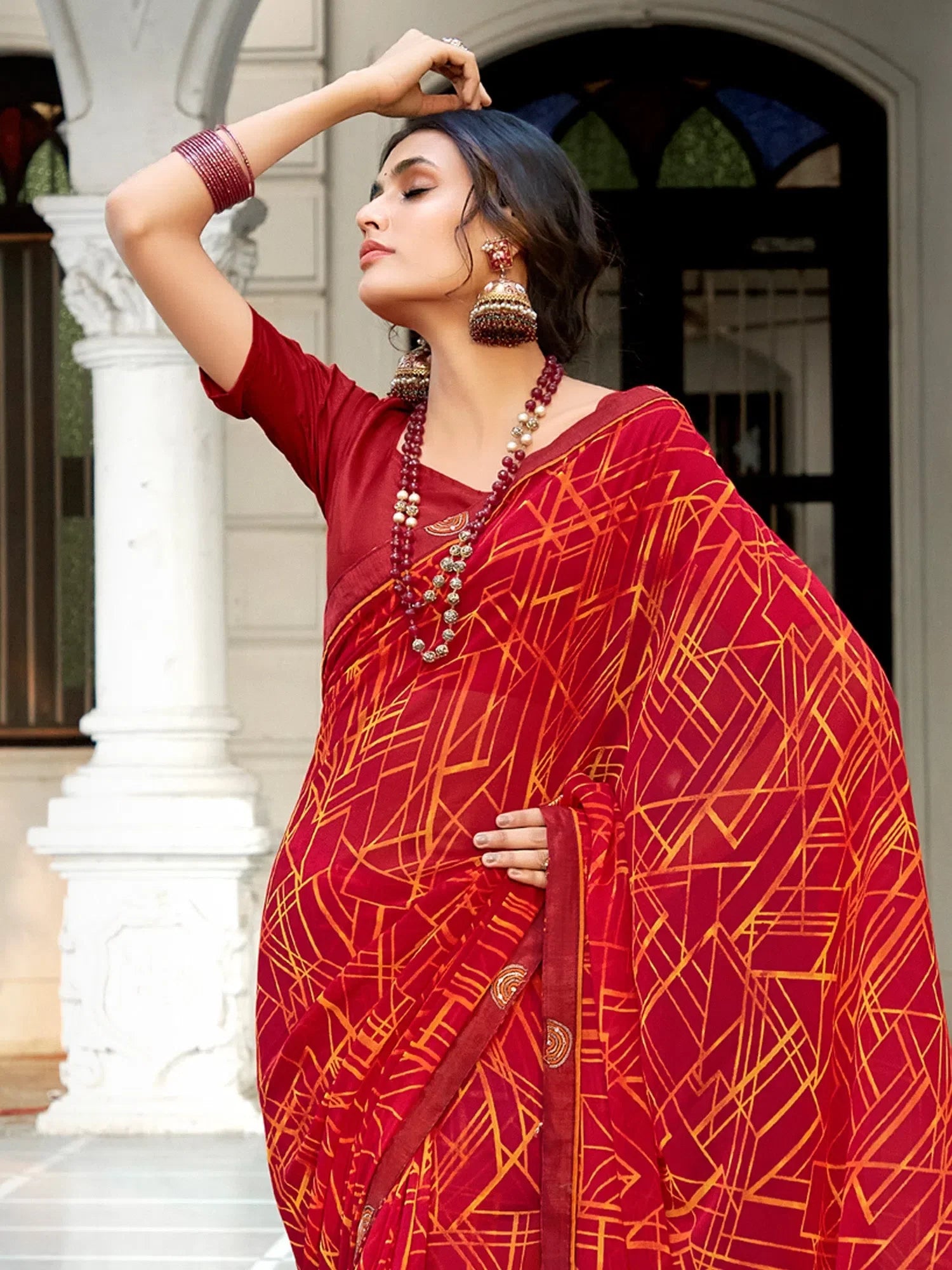 Red Embellished Designer Saree | Indian Sarees