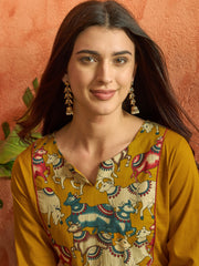 Stylum Women's Mustard Solid Rayon Straight Kurta (MUSTDHARA)
