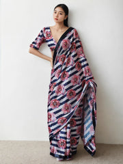 Chinon Digital Print Ready To Wear Saree With Blouse Piece-MWB-VP5014-MULTI