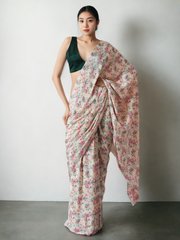 Chinon Digital Print Ready To Wear Saree With Blouse Piece-MWB-VP5038-MULTI