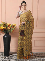 Sequence Yellow Saree With Unstiched Blouse Piece-MWPK-161-YELLOW