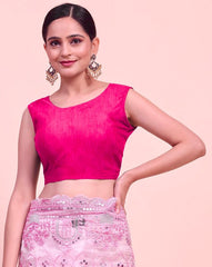 Embroidery Pink Saree With Unstiched Blouse Piece-MWPK-301A-PINK