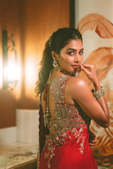 Embroidery Maroon Saree With Unstiched Blouse Piece-MWPK-302A-MARUN