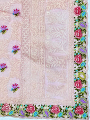 Embroidery Peach Saree With Unstiched Blouse Piece-MWPK-304-PEACH