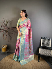 Silk Blend Saree for Women - Pink | MLWSHSA9096PNK