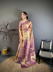 Silk Blend Saree for Women - Peach | MLWSHSA9101PCH