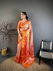 Silk Blend Saree for Women - Red | MLWSHSA9103RED