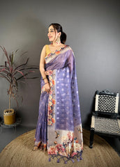Cotton Blend Saree for Women - Lilac | MLWSHSA9120LVR