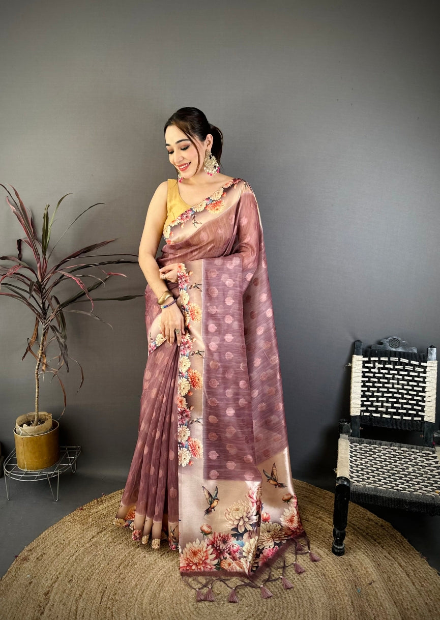 Cotton Blend Saree for Women - Pink | MLWSHSA9121MUV | DesiQlo