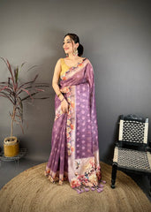 Cotton Blend Saree for Women - Purple | MLWSHSA9122PUP