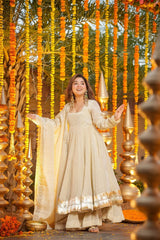 Georgette Kurta Set for Women - Off White | MLWSHKS8906CRM