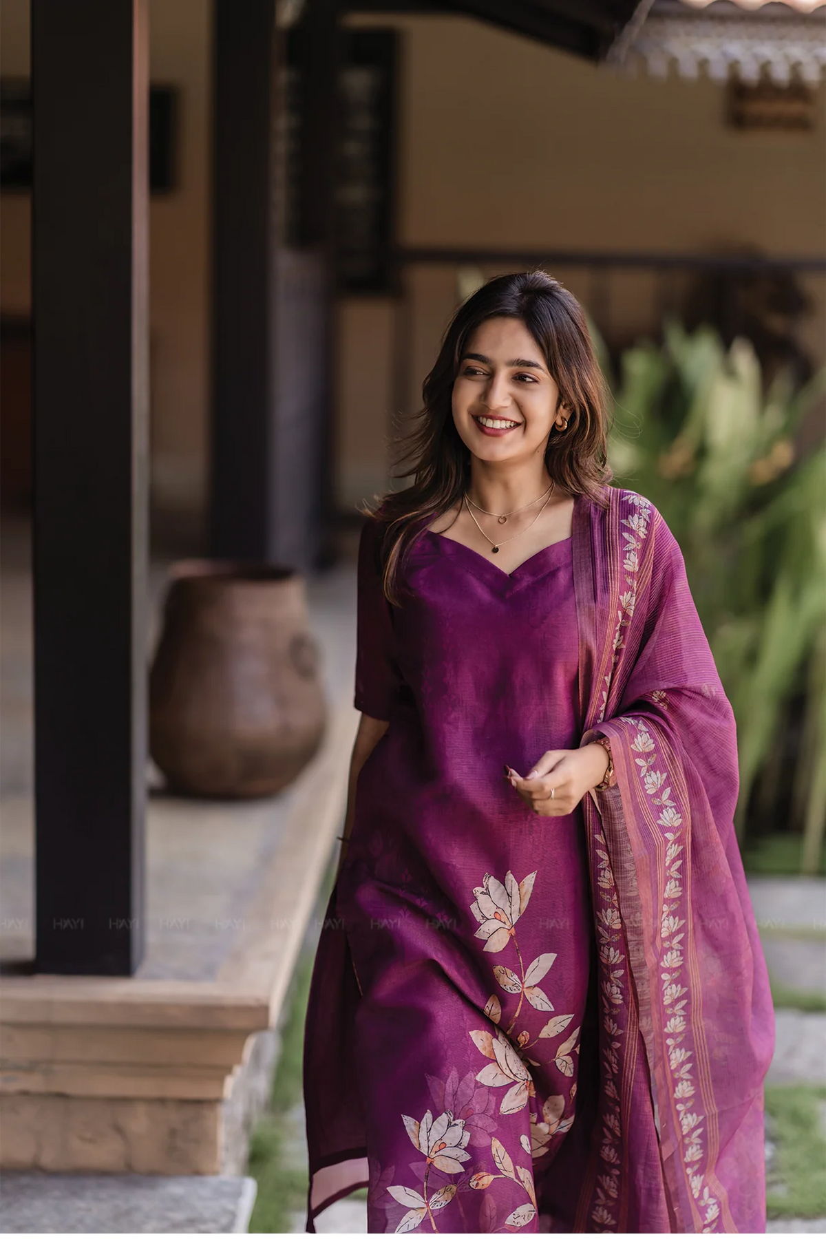 Silk Blend Kurta Set for Women - Purple | MLWSHKS8907PUP