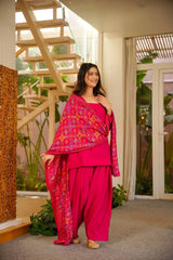 Crepe Kurta Set for Women - Fuchsia | MLWSHKS8911FUC