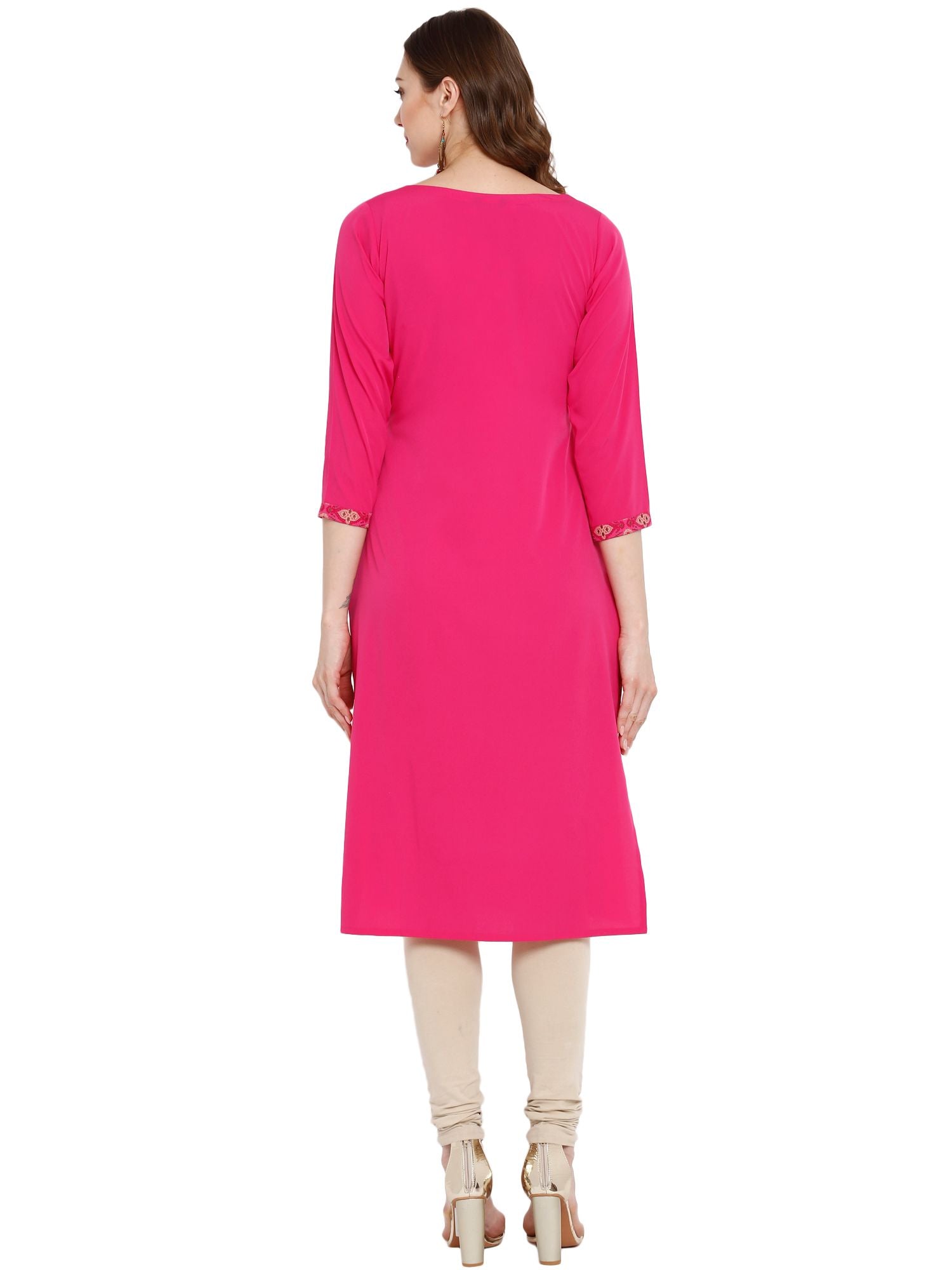 Pink Ethnic Print Kurta: Modern Indian Kurtis for Women