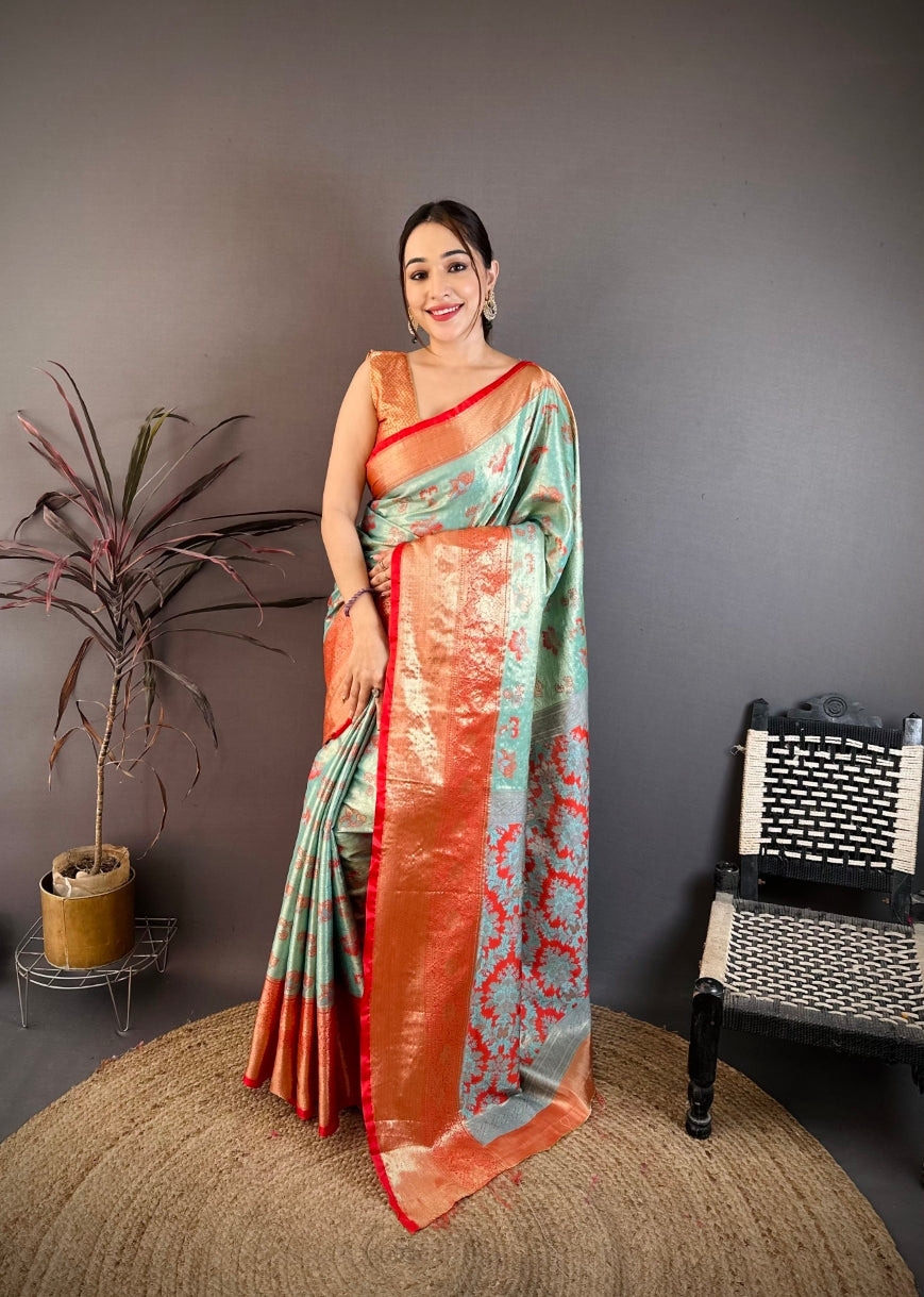Silk Blend Saree for Women - Green | MLWSHSA9125GRN