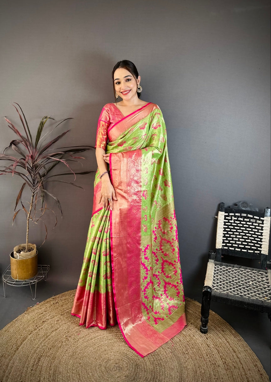 Silk Blend Saree for Women - Green | MLWSHSA9126GRN | DesiQlo