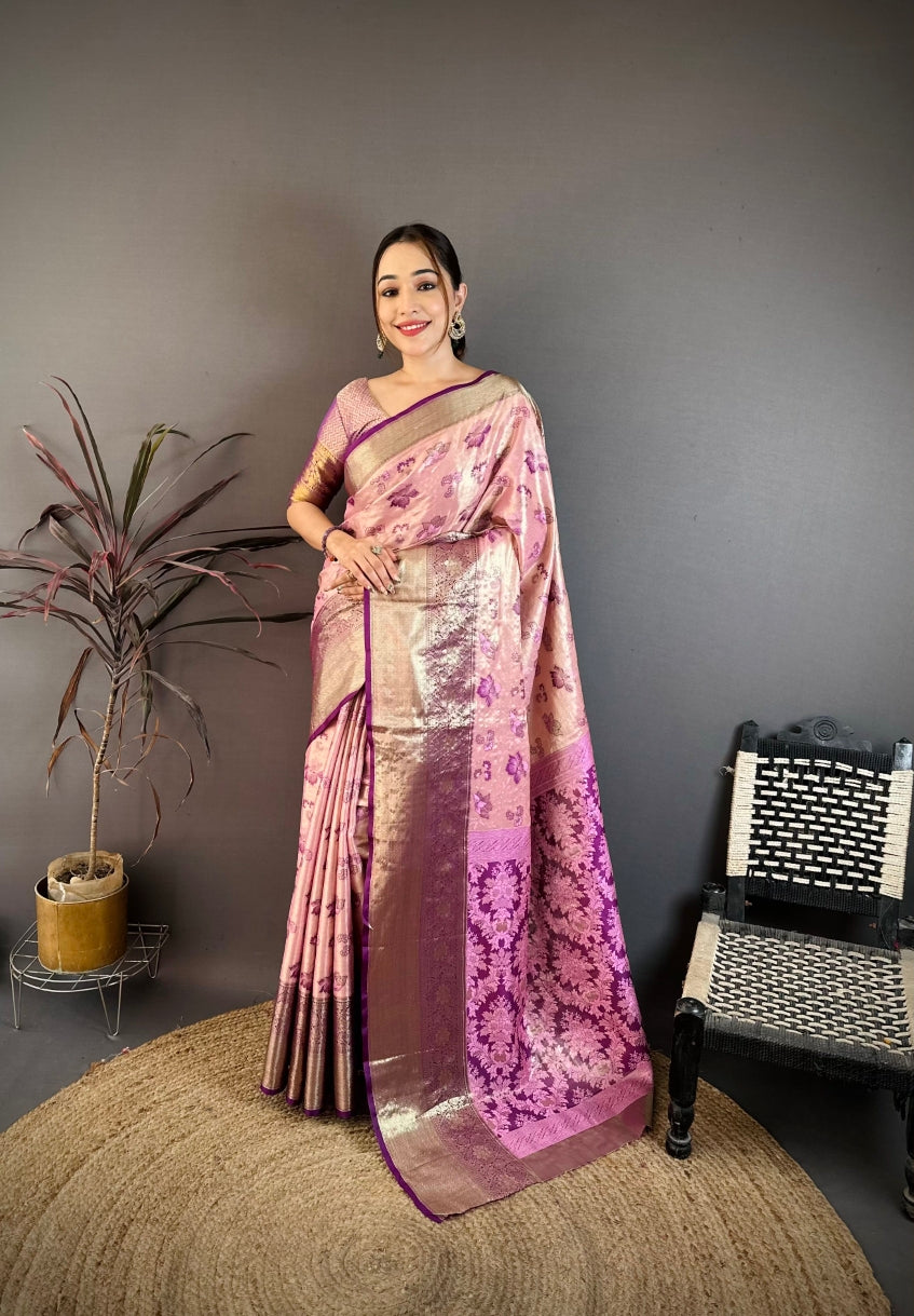 Silk Blend Saree for Women - Pink | MLWSHSA9127PNK | DesiQlo