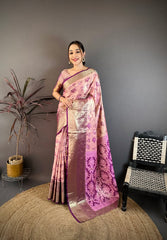 Silk Blend Saree for Women - Pink | MLWSHSA9127PNK