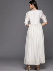 Off white Chanderi Gold Paste Printed Dress-AHDRCHGP-1000
