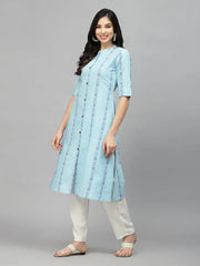 Women's Woven Design Cotton Blend A-Line Kurta