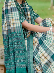 Women's Dola Cream Printed Designer Saree With Blouse Piece-RAJWADI07H