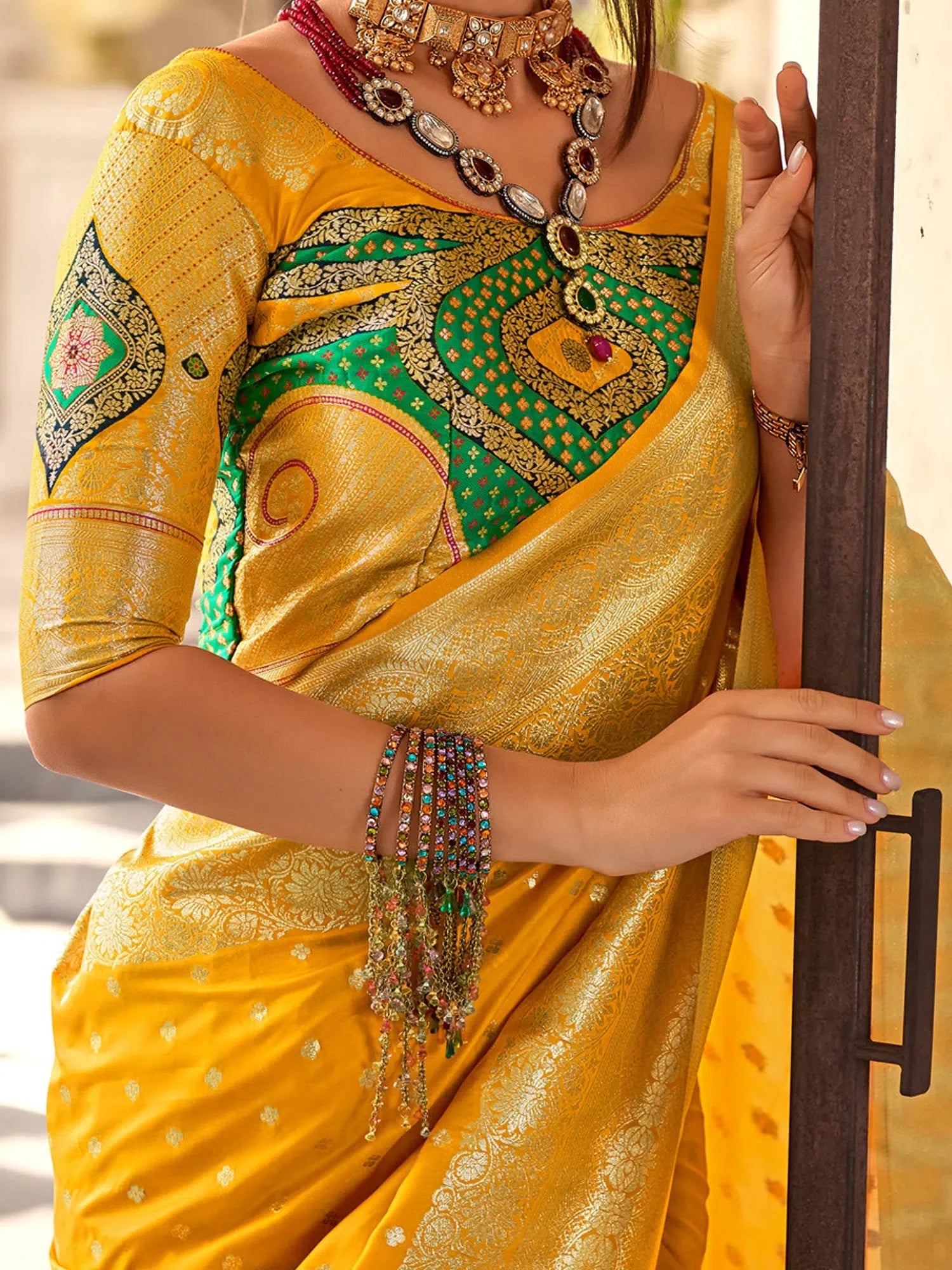 Yellow Designer Saree with Blouse | Indian Sarees