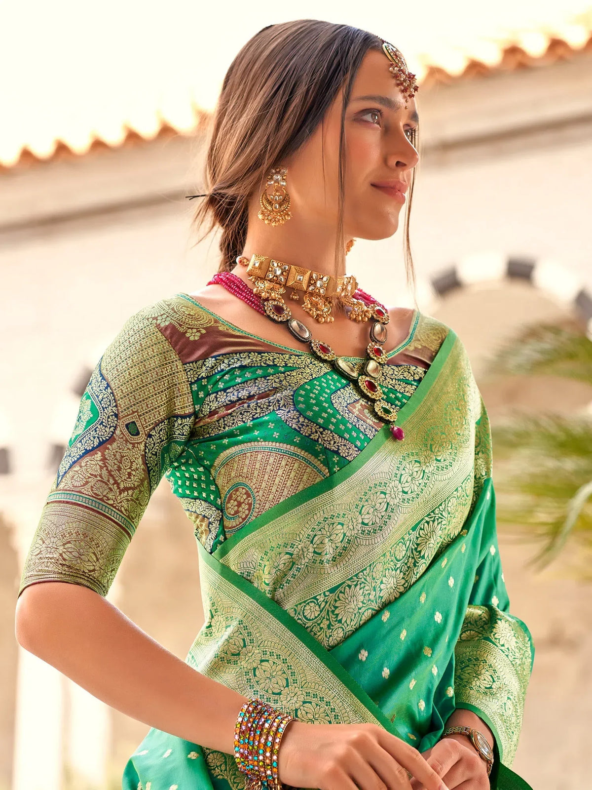 Women's  Blend Sea Green Woven Design Designer Saree With Blouse Piece-NAYRA470005