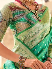 Women's  Blend Sea Green Woven Design Designer Saree With Blouse Piece-NAYRA470005