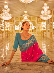 Women's Blend Light Blue Woven Design Designer Saree With Blouse Piece-PATOLA1104