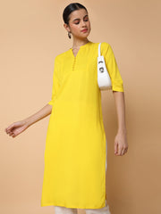 Women Straight Yellow Solid Kurta-NJ-1078236-Yellow