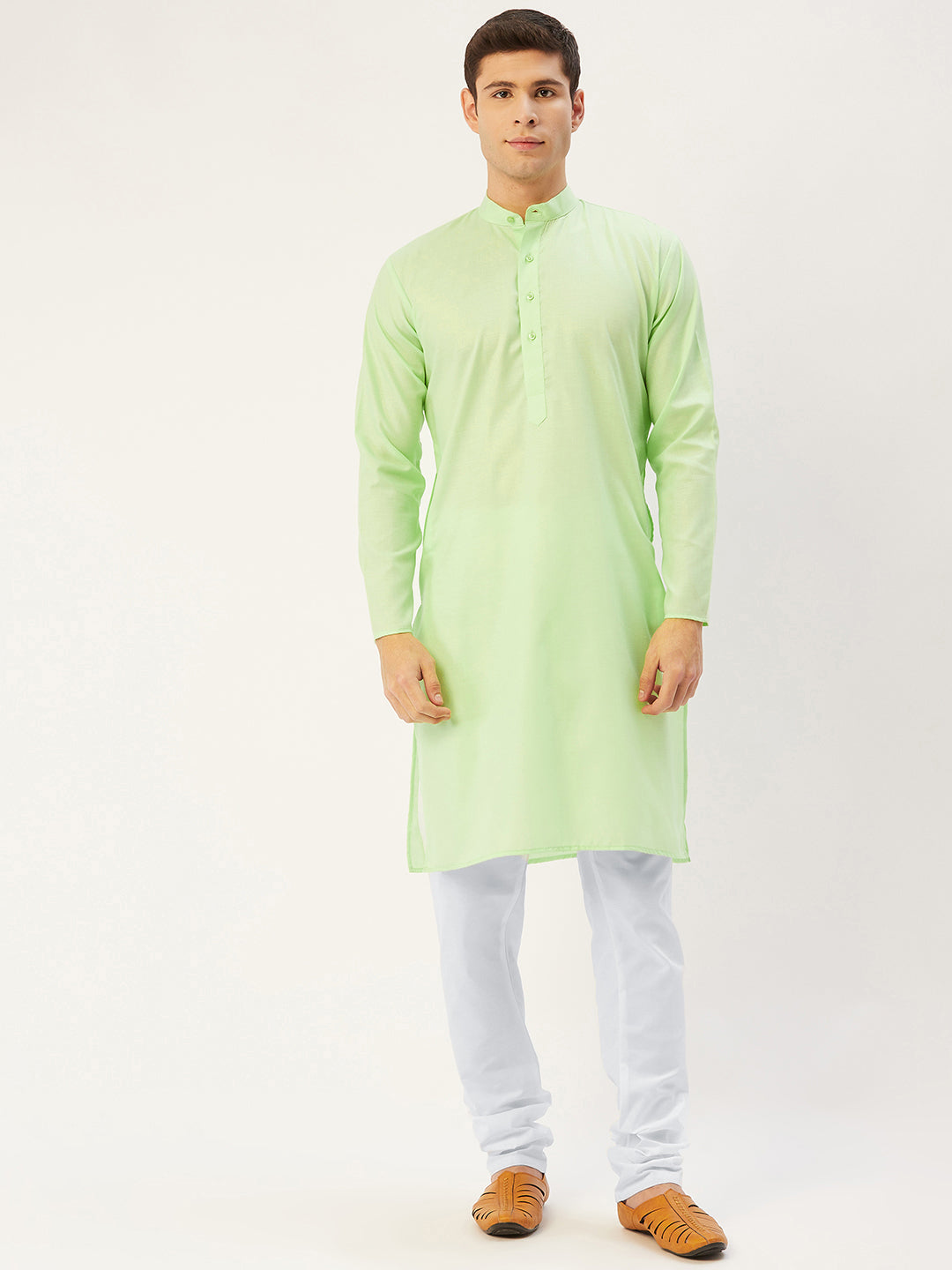 Lime Cotton Men's Kurta - Shop Men's Kurta Online