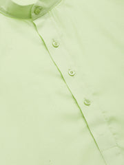Men's Lime Cotton Solid Kurta Only