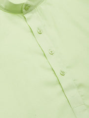 Men's Lime Cotton Solid Kurta Payjama Sets