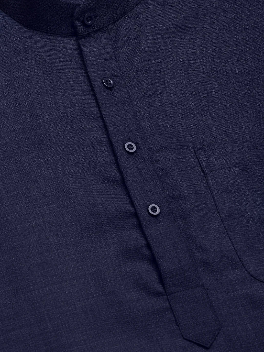 Navy Cotton Mens Kurta Pajama Set | Solid Pathani Style