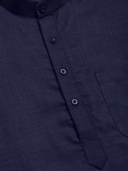 Men's Navy Cotton Solid Kurta Only