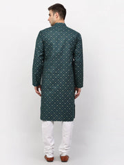 Men's Olive Printed Cotton Kurta Only
