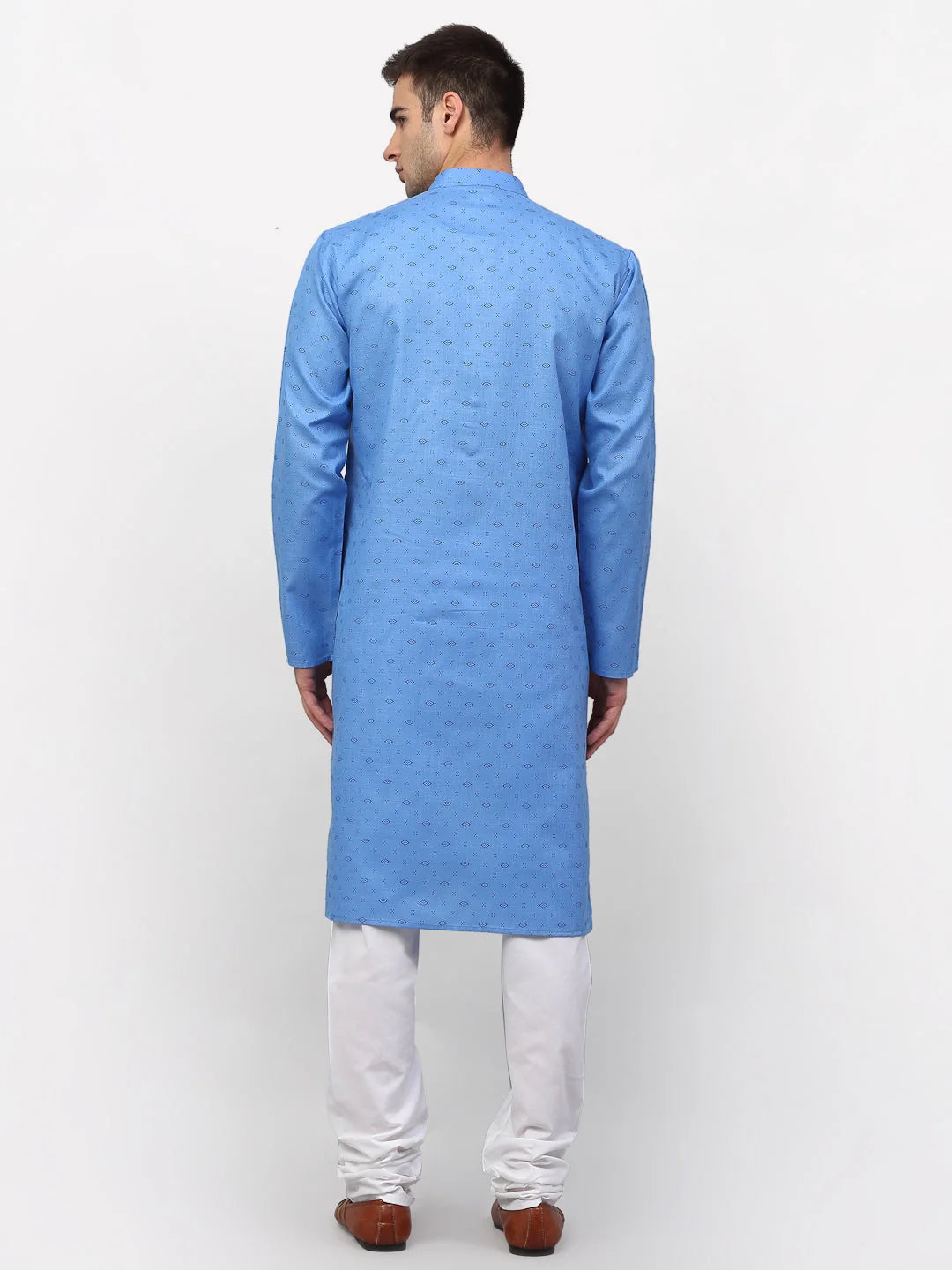 Sky Printed Cotton Kurta Pajama Set - Men's Ethnic Wear