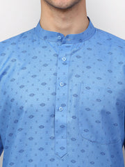 Men's Sky Printed Cotton Kurta Only