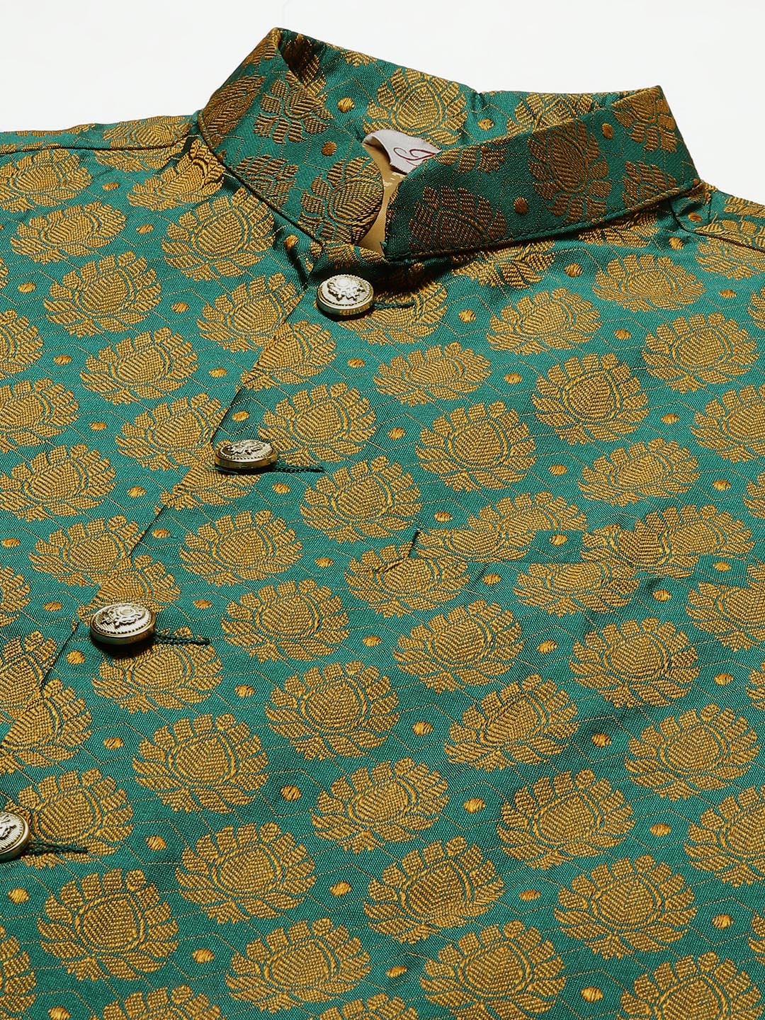 DesiQlo Men Waistcoat Nehru Jacket - Green - JOWC_4026Green_S