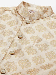 Men's Cream Mix Printed Nehru Jacket