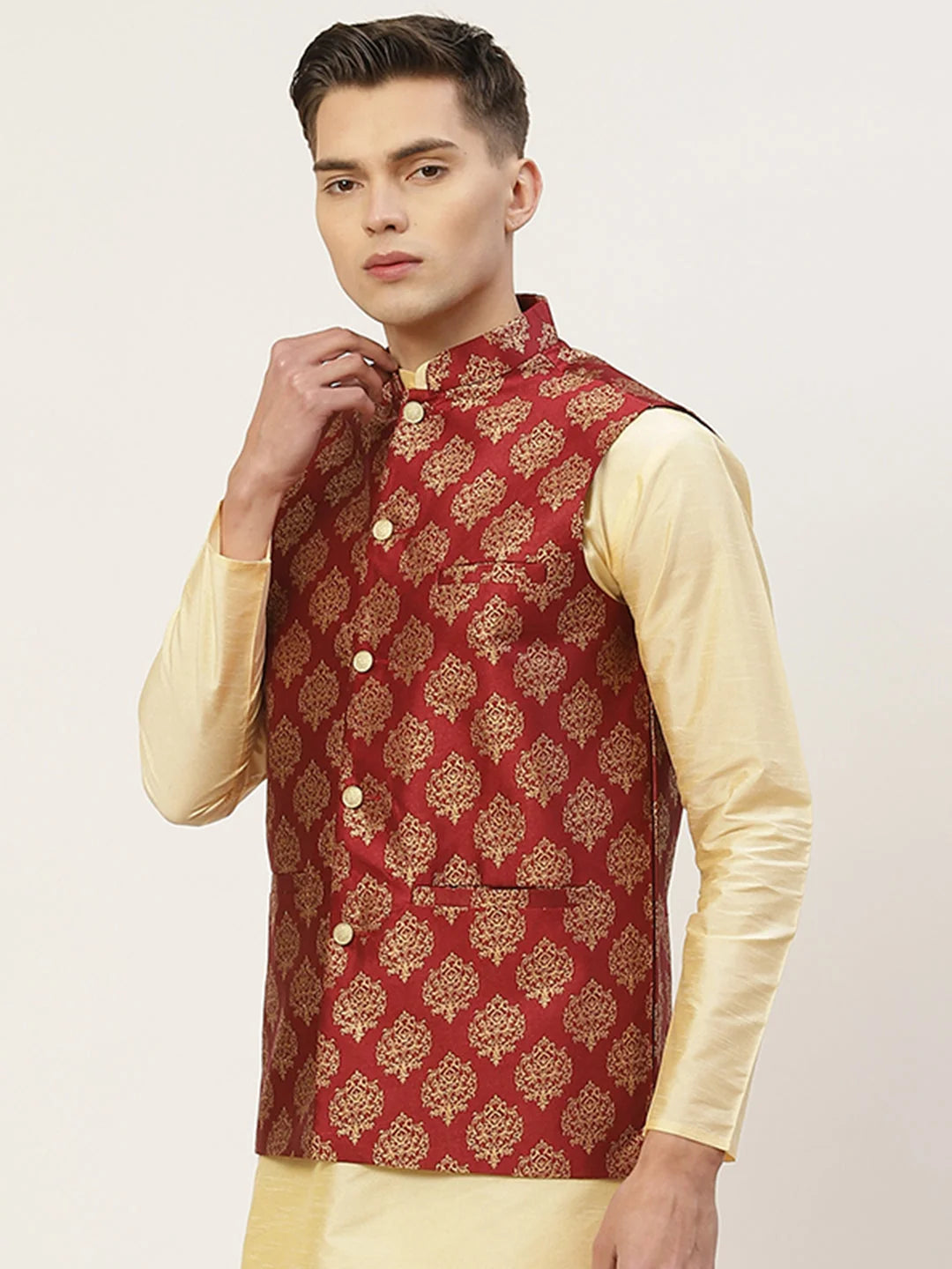 Maroon Nehru Jacket for Men | Nehru Jackets for Wedding