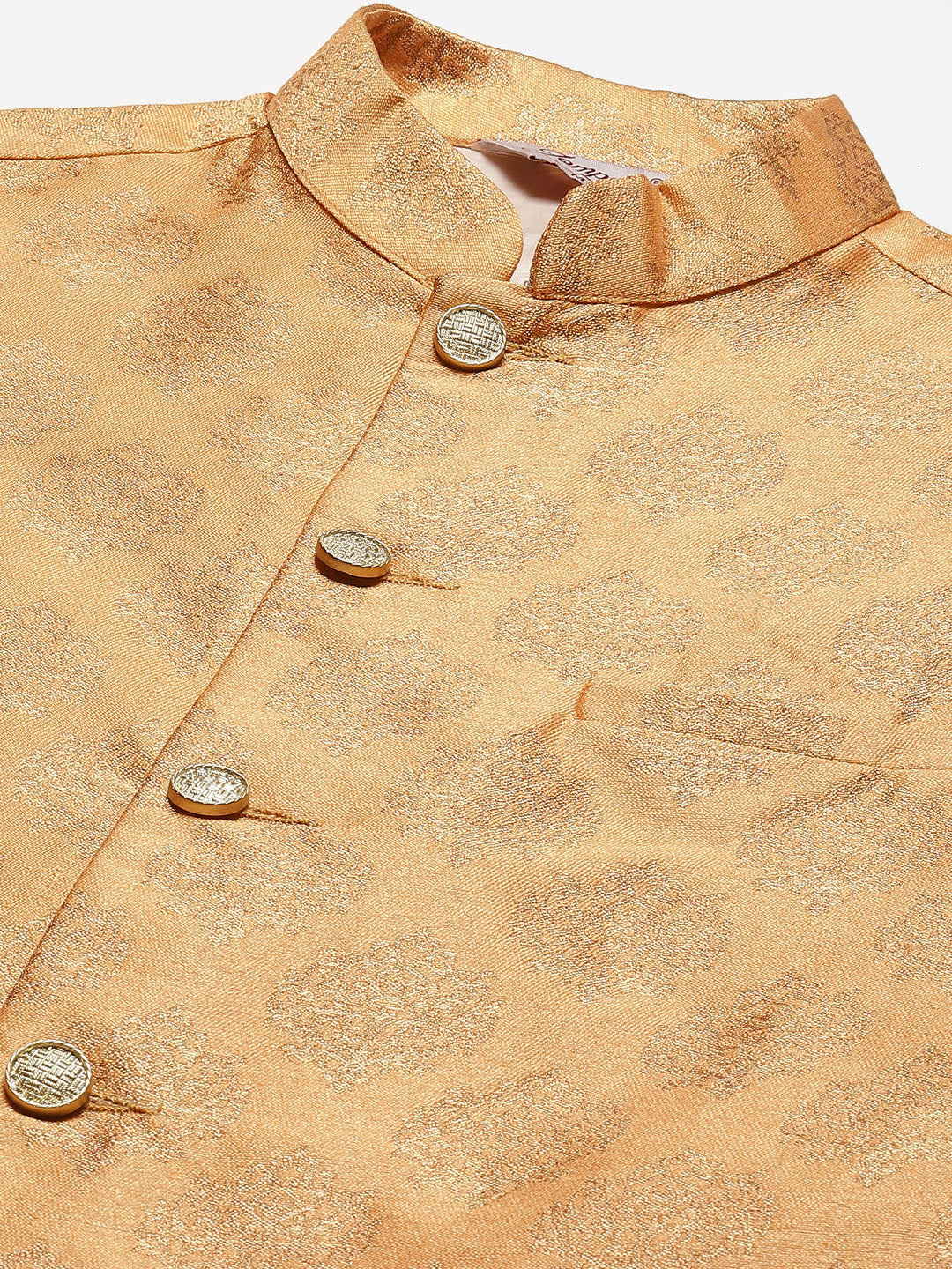 Peach Printed Nehru Jacket for Weddings | Men's Ethnic Wear