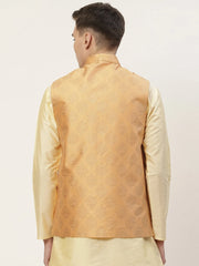 Men's Peach Printed Nehru Jacket