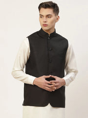 Men's Jet Black Solid Nehru Jacket