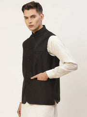 Men's Jet Black Solid Nehru Jacket