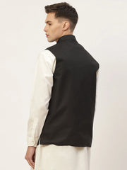 Men's Jet Black Solid Nehru Jacket